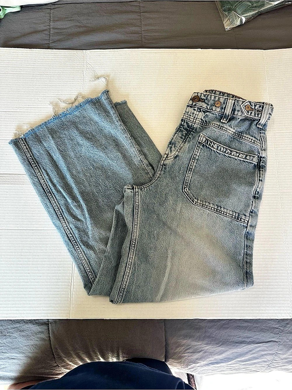 We The Free Raw Hem High Rise Jeans Blue Waist 27